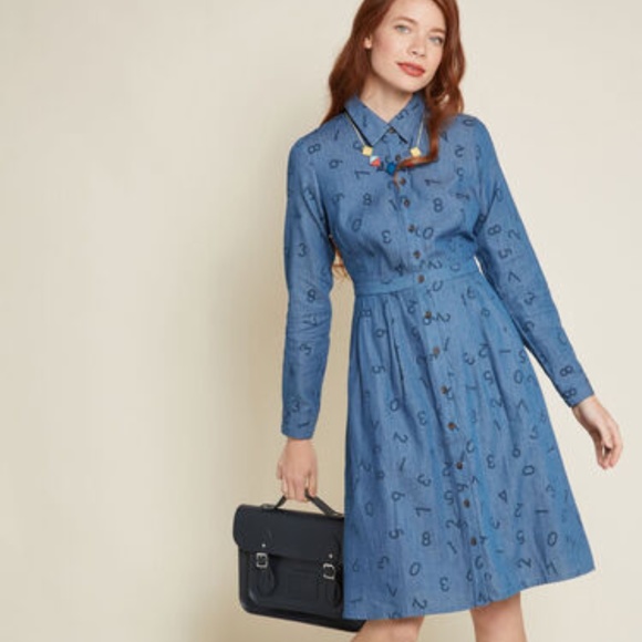 Modcloth Dresses & Skirts - Modcloth Coordinator Shirt Dress Number Print